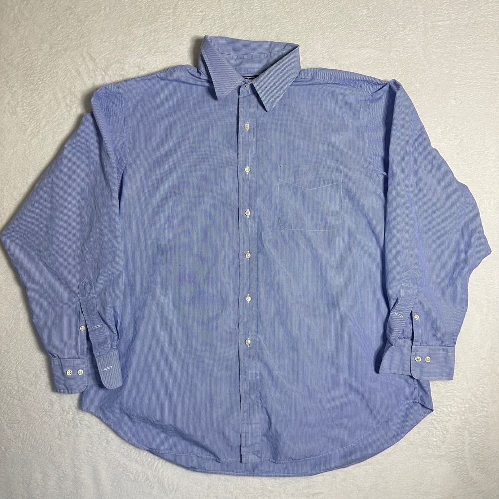 Polo Ralph Lauren Andrew Shirt Mens 17.5 34/35 Blue White Striped Classic Fit